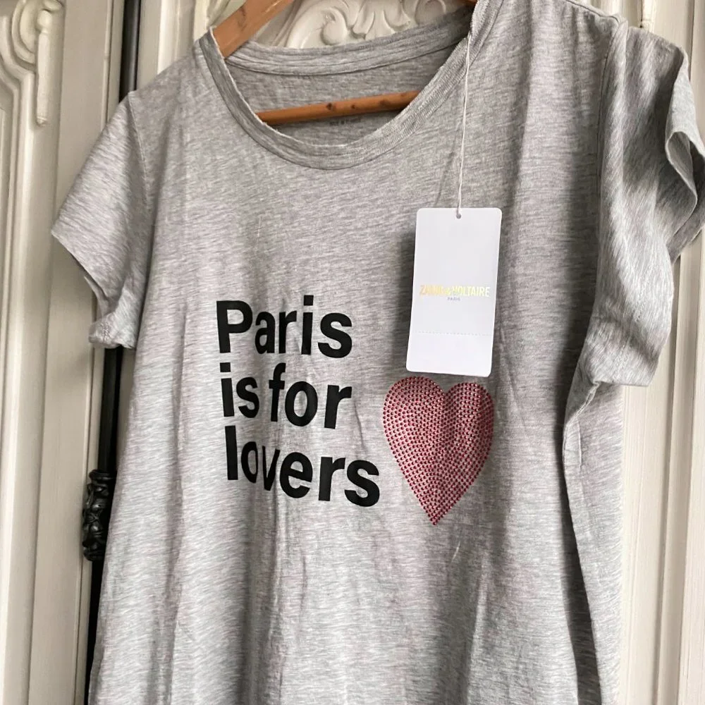 NWT ZADIG & VOLTAIRE Skinny Paris Is For Lovers T-Shirt - Picture 3 of 13